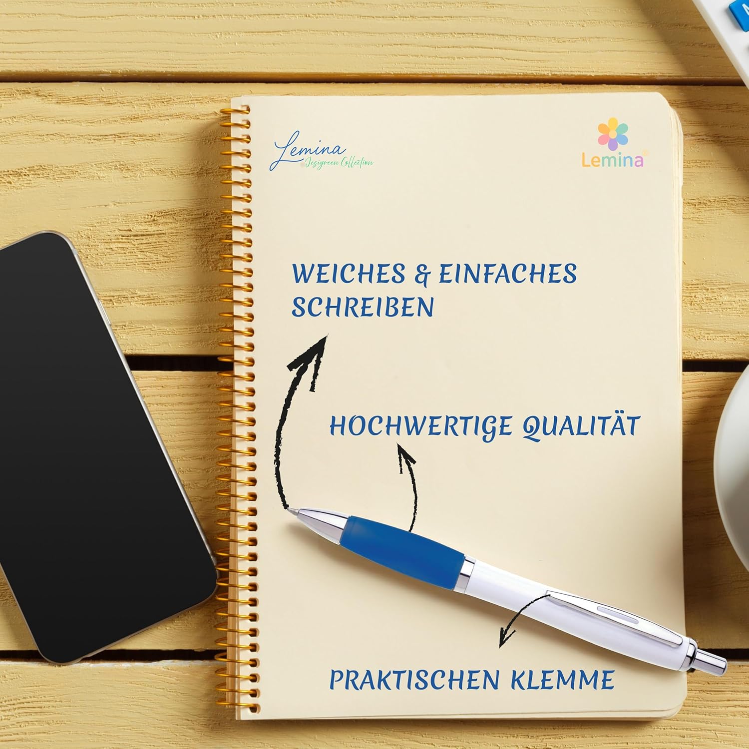 10 Kugelschreiber Hochwertige Blaue Tinte Ergonomisch Premium Qualität für Büro Schule und Haushalt (Blau)