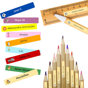 Namensaufkleber für Stifte | 112 Personalisierte Klebeetiketten für Kinder Schule Kita Uni | Namens Etiketten personalisiert | Made in Germany (Beerenlila)
