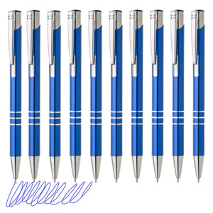 Kugelschreiber Metall 10er Set Hochwertige Blaue Tinte Premium Kullis für Büro Schule und Haushalt (Schwarz)