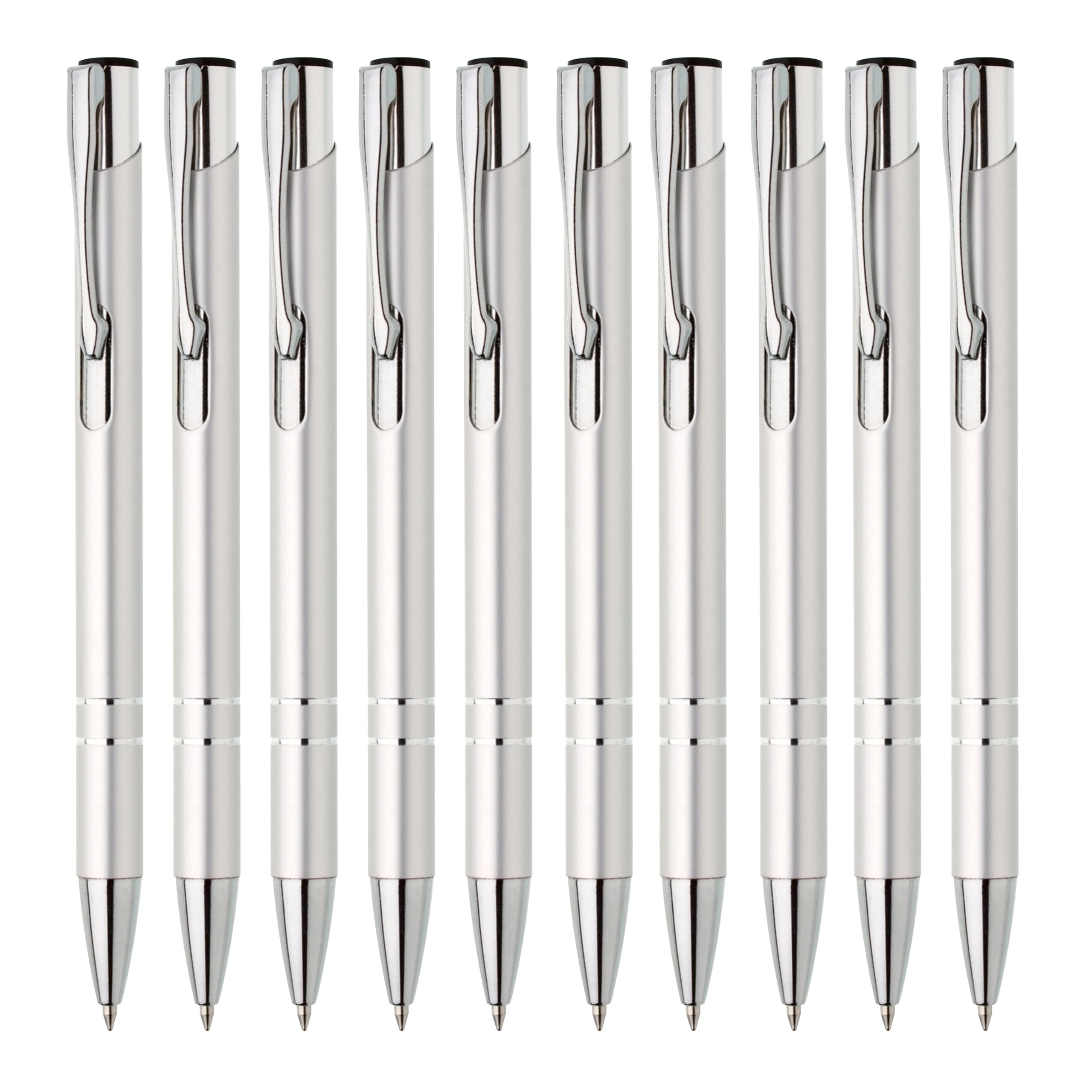 Metall Kugelschreiber 10er Set Hochwertige Blaue Tinte Premium Kullis für Büro Schule und Haushalt (Braun)