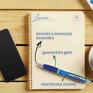Kugelschreiber ergonomisch | 10 Stück | Hochwertige Tinte in Blau | Für Büro Schule und Haushalt | Transparent (Dunkel Blau)