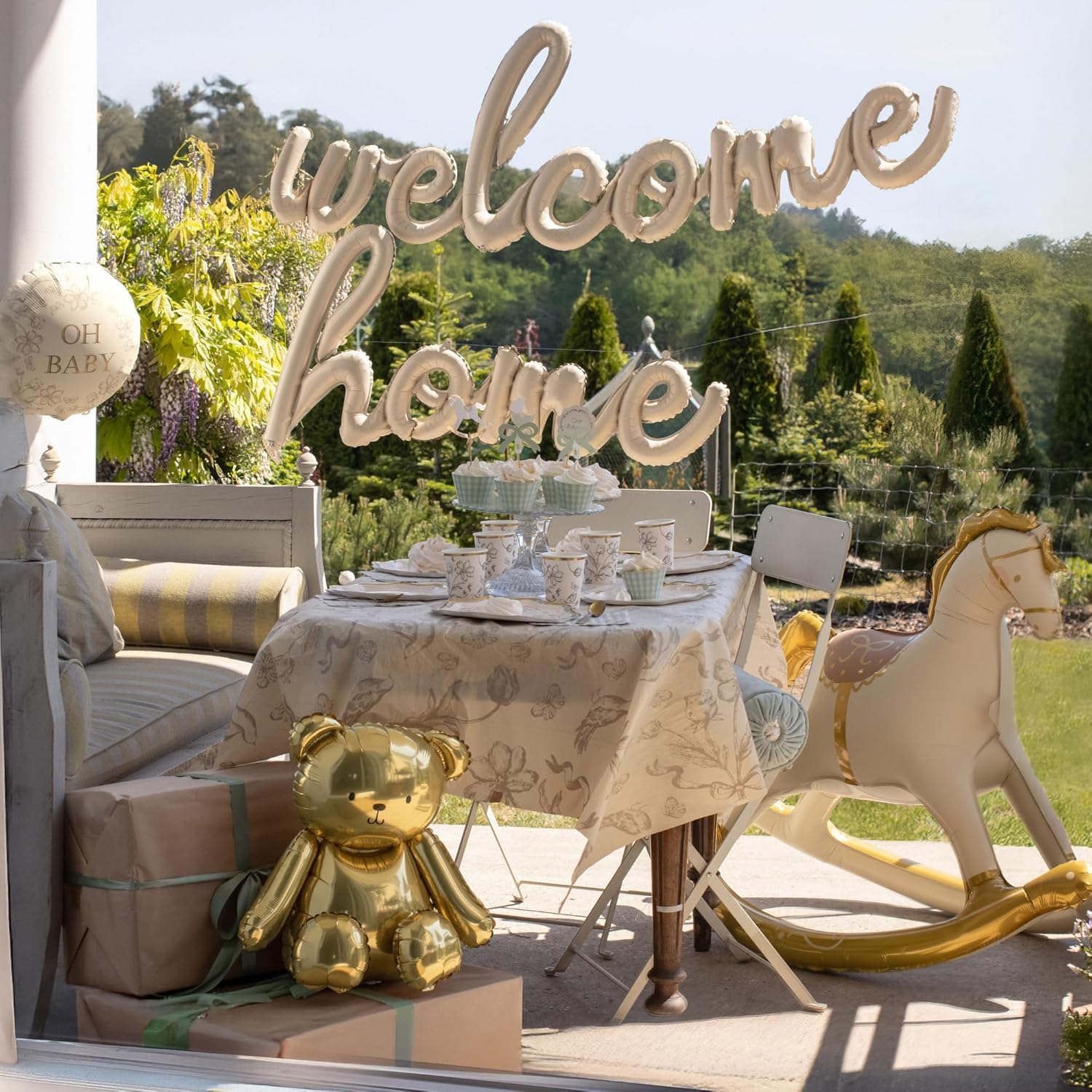 Folienballon "Welcome Home" 335x71 cm | Cappuccino