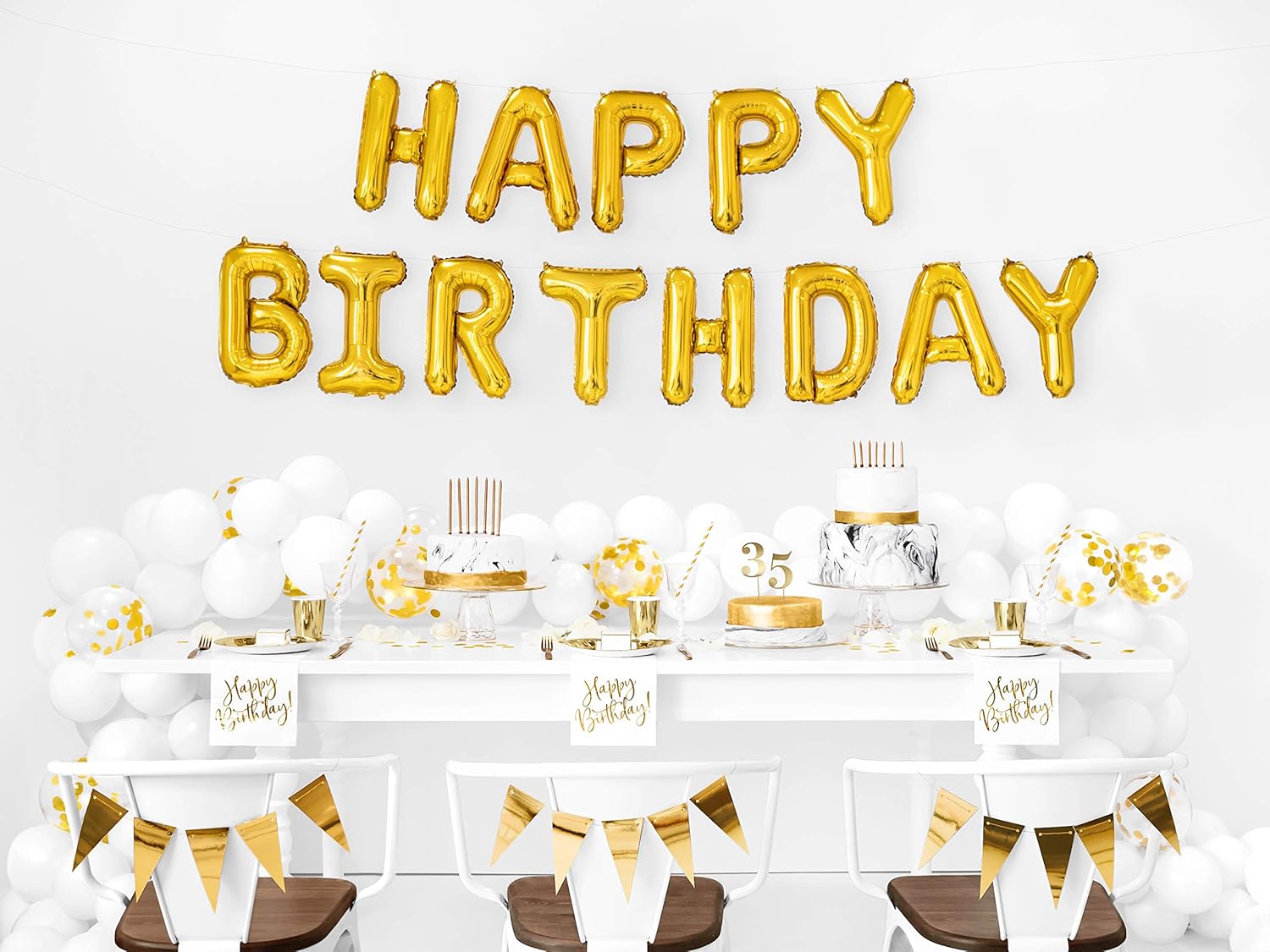 Party Deco Servietten für Geburtstag - Happy Birthday - Geburtstag mit Goldschrift, 33 X 33 cm, 20 Stück - Geburtstagsdeko Papierservietten für Event, Geburtstagparty, Jubiläum, Geburtstagsfeier