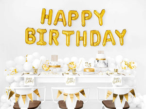 Party Deco Servietten für Geburtstag - Happy Birthday - Geburtstag mit Goldschrift, 33 X 33 cm, 20 Stück - Geburtstagsdeko Papierservietten für Event, Geburtstagparty, Jubiläum, Geburtstagsfeier