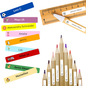 Namensaufkleber für Stifte | 112 Personalisierte Klebeetiketten für Kinder Schule Kita Uni | Namens Etiketten personalisiert | Made in Germany (Beerenlila)