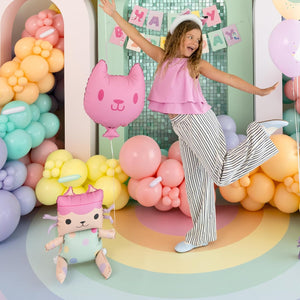 Folienballon Gabby's Dollhouse Baby Box 43x46cm mit Katze 35x37cm Set - DIY Ballon für Helium oder Luft - Kindergeburtstag Mädchen Partydeko - Folienluftballon Geburtstagsdeko