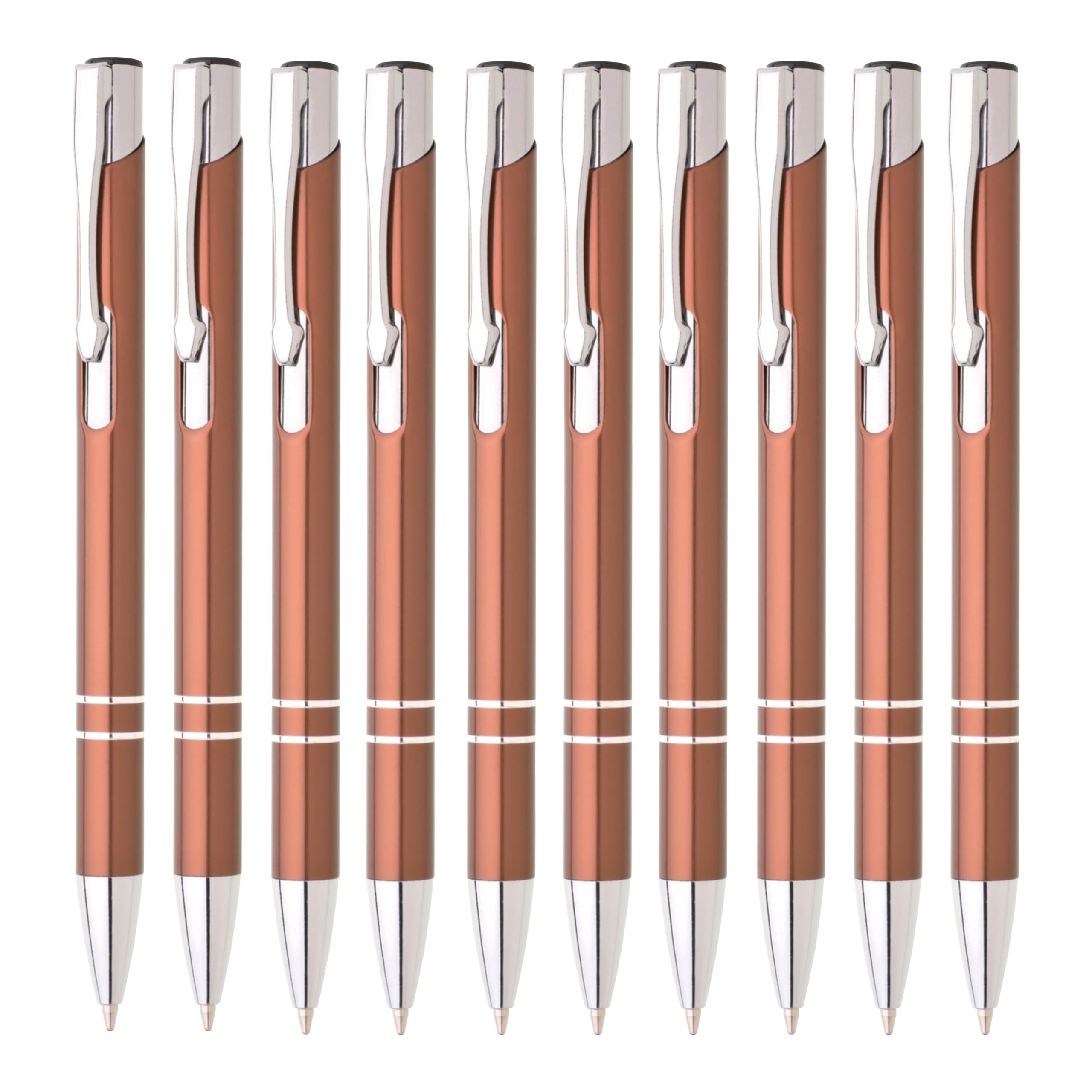 Metall Kugelschreiber 10er Set Hochwertige Blaue Tinte Premium Kullis für Büro Schule und Haushalt (Silber)