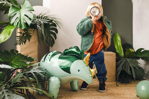 Folienballon Dinosaurier Triceratops 93x49cm - XXL Ballon für Helium oder Luft - Luftballon für Dinoparty Kindergeburtstag - Dino Folienluftballon als Geburtstagsdeko Partydeko - Grün