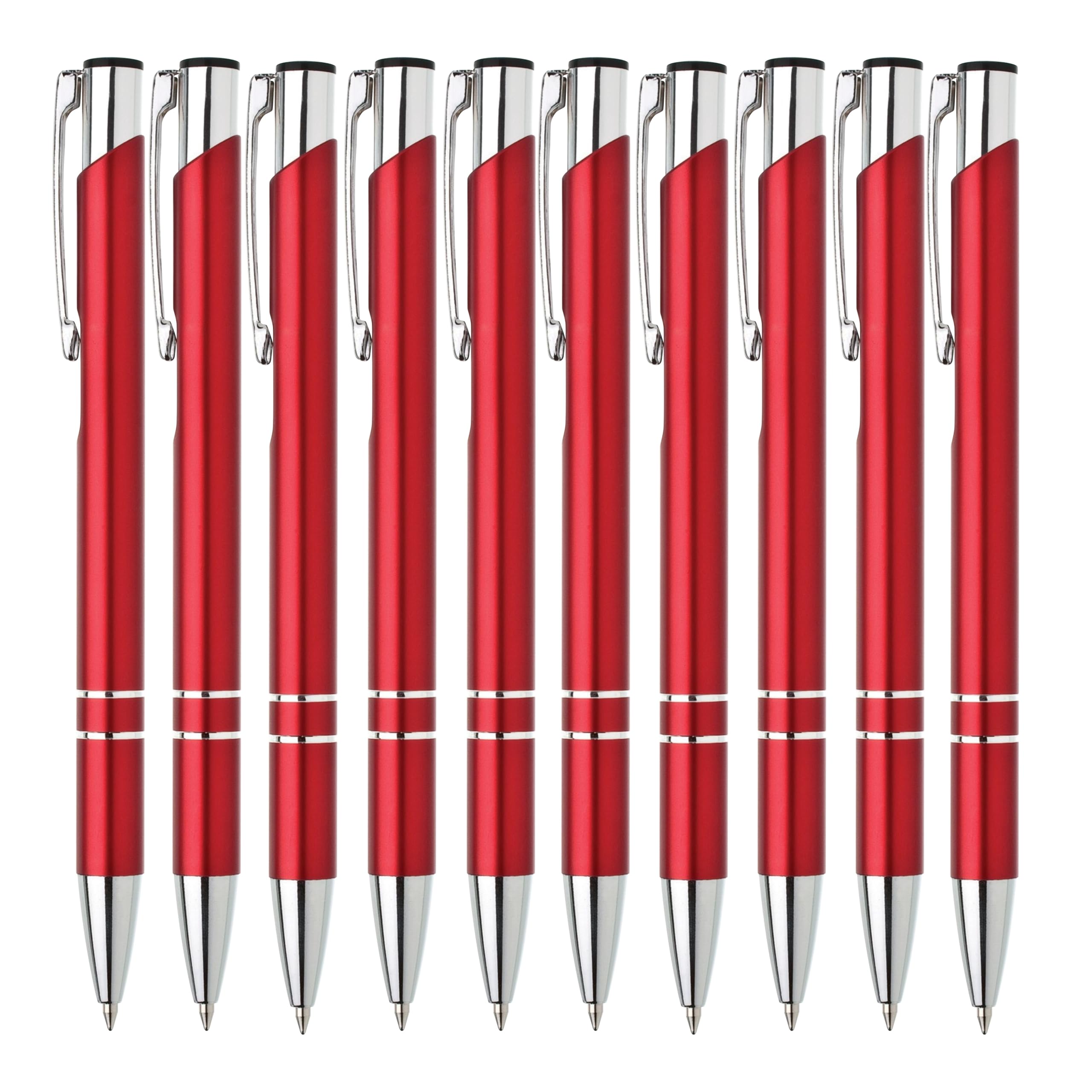 Metall Kugelschreiber 10er Set Hochwertige Blaue Tinte Premium Kullis für Büro Schule und Haushalt (Braun)