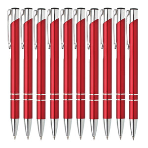 Metall Kugelschreiber 10er Set Hochwertige Blaue Tinte Premium Kullis für Büro Schule und Haushalt (Silber)