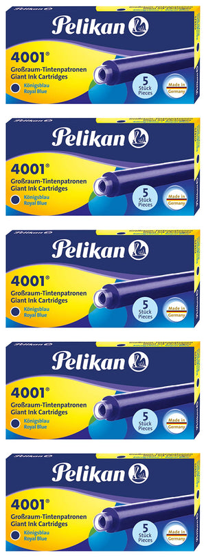 Pelikan 310748 Großraum-Tintenpatrone 4001, königsblau, 5 Patronen in Faltschachtel