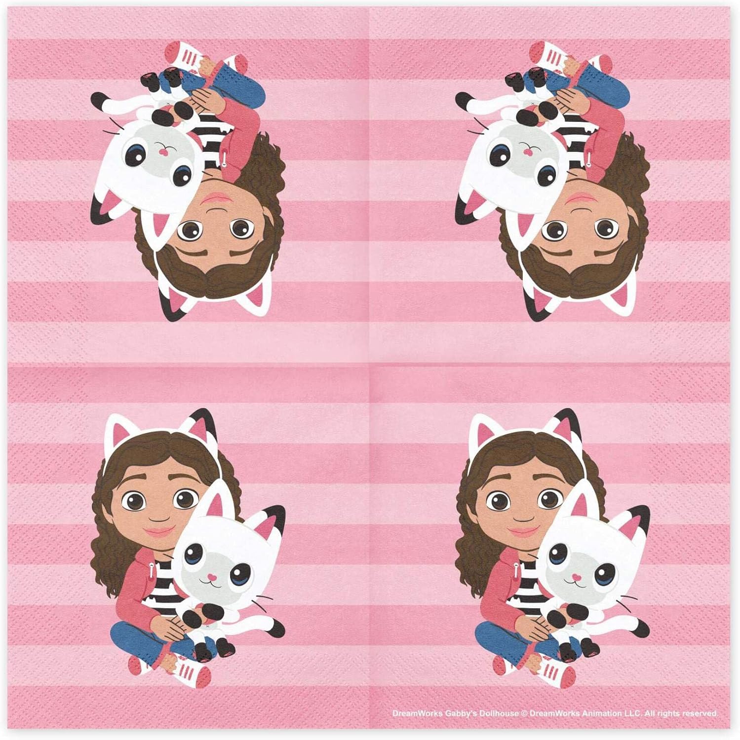 PartyDeco Servietten Gabby's Dollhouse Papier 33x33cm 20 STK. mit Pandy Paws - Papierservietten Partyservietten Kindergeburtstag - Tischdeko Kinderparty Geburtstag - Rosa
