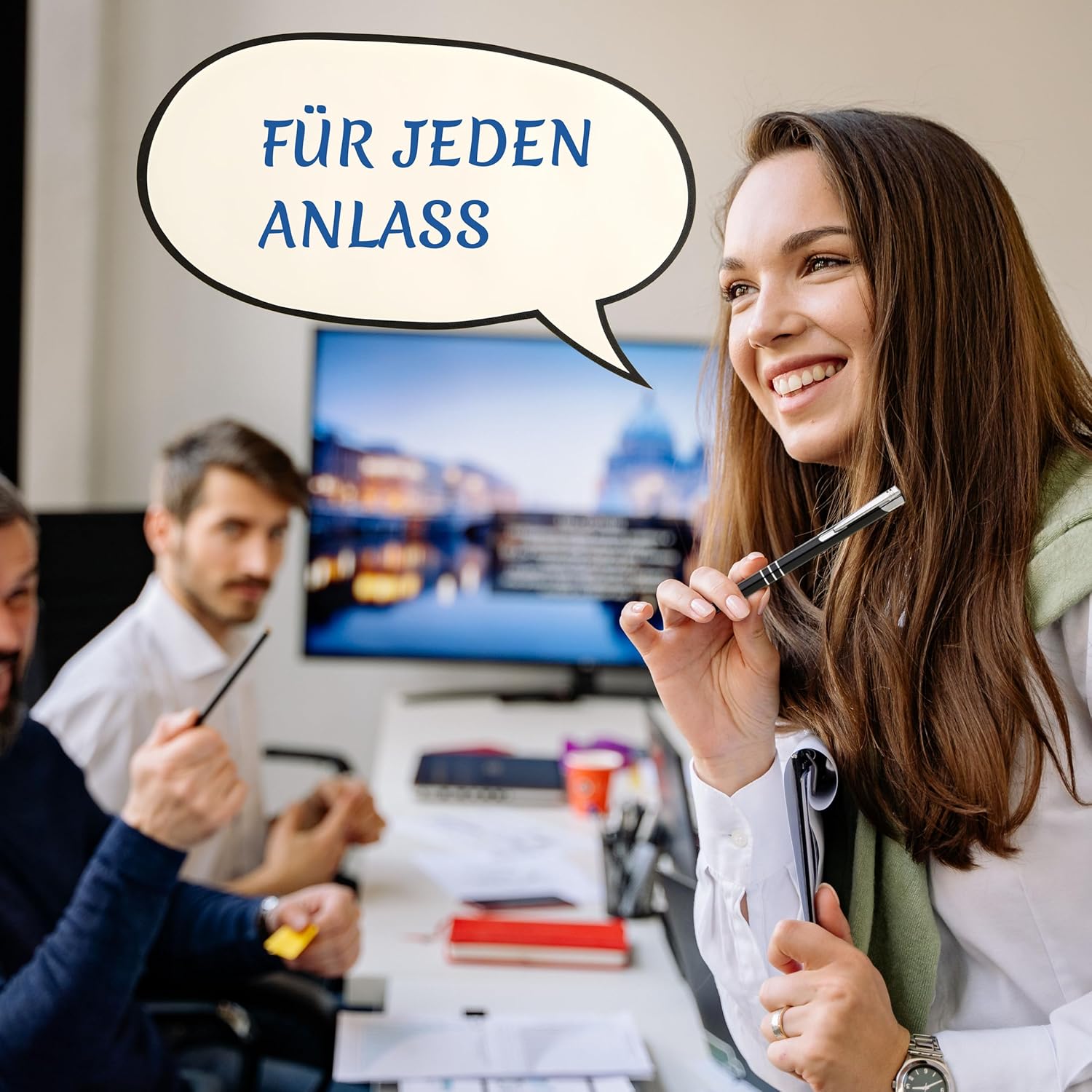 Kugelschreiber Metall 10er Set Hochwertige Blaue Tinte Premium Kullis für Büro Schule und Haushalt (Schwarz)
