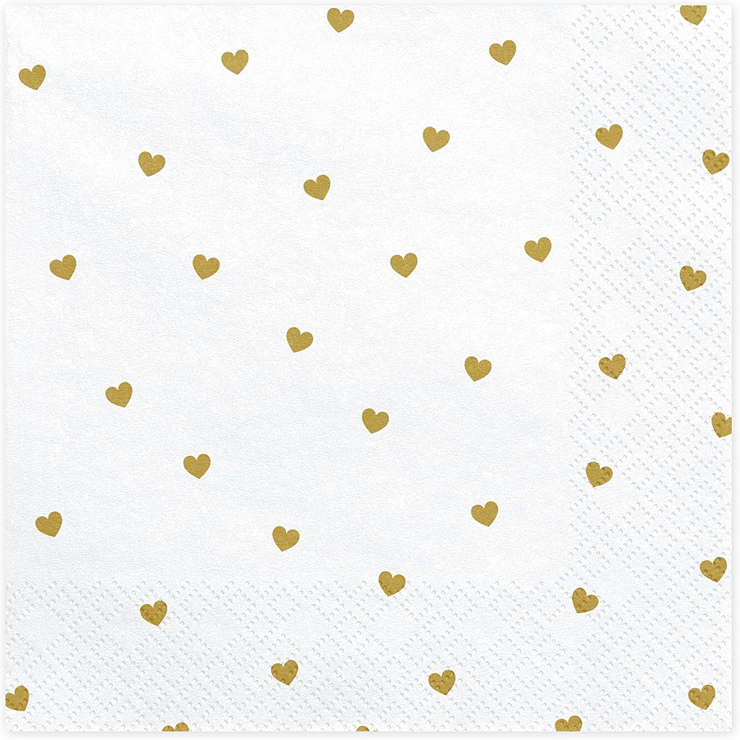Servietten "Herzen" 20Stk/33x33cm | Weiß/Gold