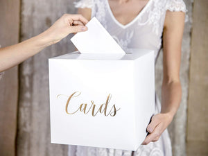 PartyDeco Geschenkbox, Gastgeschenk, Hochzeitsbox, Geldbox, Kartenbox - 24 x 24 x 24 cm - Geschenkkartenbox für Hochzeitsempfänge, Geburtstage, Abschlussfeiern, Braut- oder Babypartys - Gold