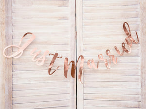 Partydeco Banner Just Married Rosegold