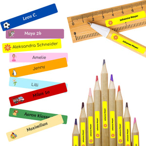 Namensaufkleber für Stifte | 112 Personalisierte Klebeetiketten für Kinder Schule Kita Uni | Namens Etiketten personalisiert | Made in Germany (Beerenlila)
