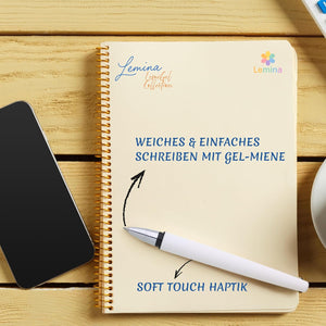 Gel Kugelschreiber | Hohe Deckkraft, mittlere Linienbreite | Hochwertige blaue Gel Mine | 5 Stück (Arctic White Weiß)