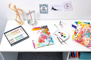 HERMA Sammelmappen A3 Farben Set, 3 Stück, Kinder Eckspanner-Mappen aus Pappe mit Kunst Motiv, Gummizug, Innenklappen und Innendruck für Jungen und Mädchen