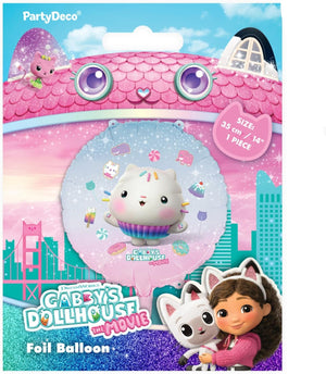 Folienballon Gabby's Dollhouse Kuchi 35cm - Ballon für Helium oder Luft - Kindergeburtstag Mädchen Partydeko - Cakey Folienluftballon Geburtstagsdeko - Rosa Weiß