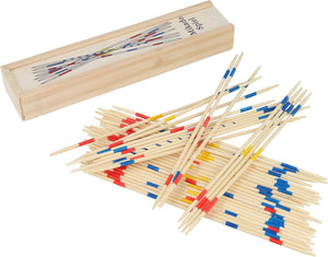 HENBRANDT Mikado Stäbchen, Holzkiste mit 41-Teilig, 19cm Pickup Sticks Familienspiele Tischplatte Brettspiel Holzspielzeug für Kinder und Erwachsene