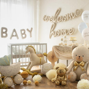 Folienballon "Welcome Home" 335x71 cm | Cappuccino