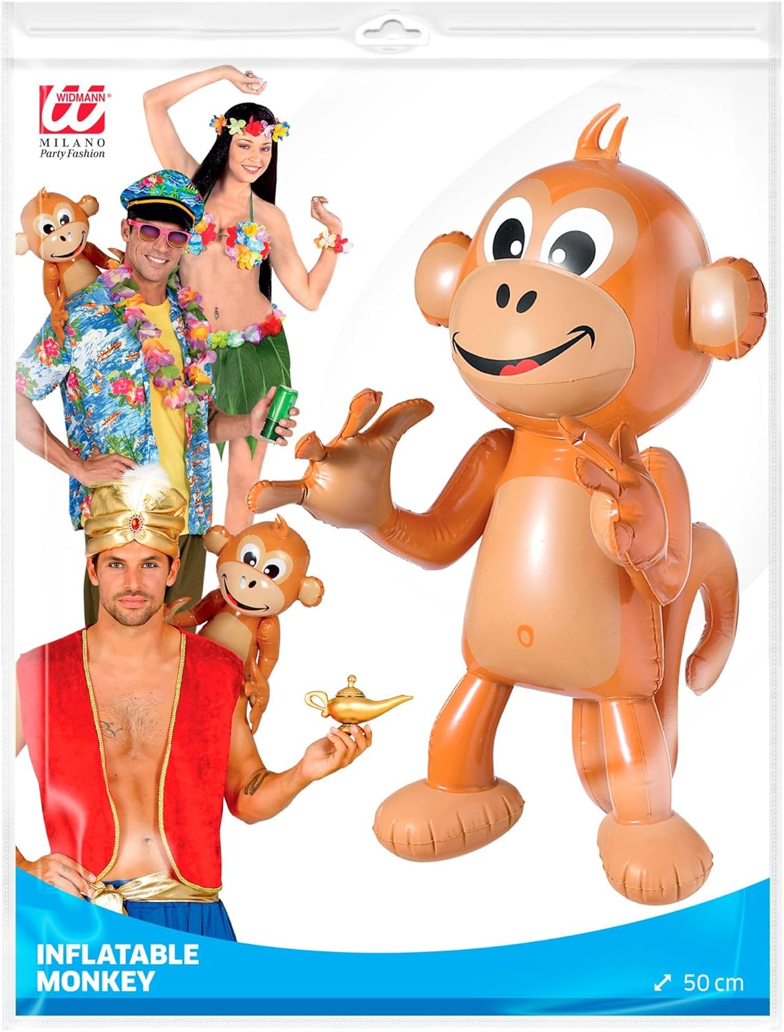 W WIDMANN MILANO Party Fashion 2466K - Aufblasbarer Affe, Größe circa 50 cm, Dekoration, Mottoparty, Karneval