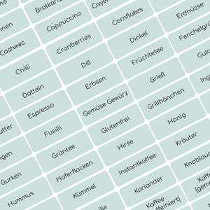 Tafeletiketten Küchen Tafel Aufkleber A-Z Beschriftung alle Begriffe 170x selbstklebende Gefrieretiketten Deutsch Made in Germany (Espresso-Schwarz)
