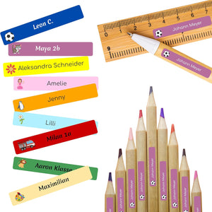 Namensaufkleber für Stifte | 112 Personalisierte Klebeetiketten für Kinder Schule Kita Uni | Namens Etiketten personalisiert | Made in Germany (Beerenlila)
