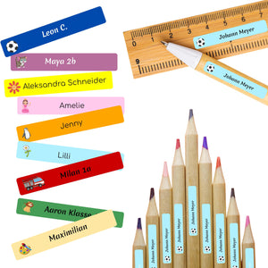 Namensaufkleber für Stifte | 112 Personalisierte Klebeetiketten für Kinder Schule Kita Uni | Namens Etiketten personalisiert | Made in Germany (Beerenlila)