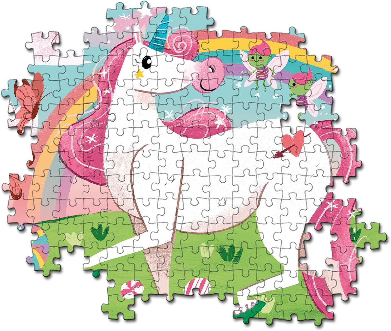 Clementoni 27109 Supercolor Unicorns – Puzzle 104 Teile ab 6 Jahren, buntes Kinderpuzzle mit besonderer Leuchtkraft & Farbintensität, Geschicklichkeitsspiel für Kinder