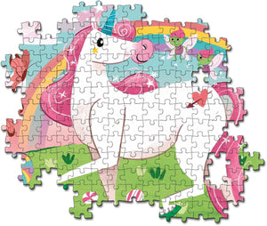 Clementoni 27109 Supercolor Unicorns – Puzzle 104 Teile ab 6 Jahren, buntes Kinderpuzzle mit besonderer Leuchtkraft & Farbintensität, Geschicklichkeitsspiel für Kinder