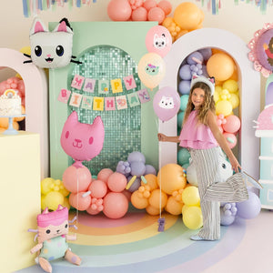 Folienballon Panda Pfötchen 65x57cm Gabby's Dollhouse - Ballon für Helium oder Luft - Kindergeburtstag Partydeko - Pandy Paws Folienluftballon Geburtstagsdeko - Weiß Schwarz