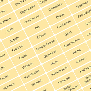 Tafeletiketten Küchen Tafel Aufkleber A-Z Beschriftung alle Begriffe 170x selbstklebende Gefrieretiketten Deutsch Made in Germany (Espresso-Schwarz)