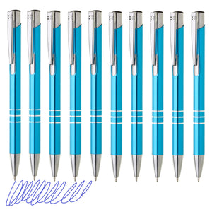 Kugelschreiber Metall 10er Set Hochwertige Blaue Tinte Premium Kullis für Büro Schule und Haushalt (Schwarz)