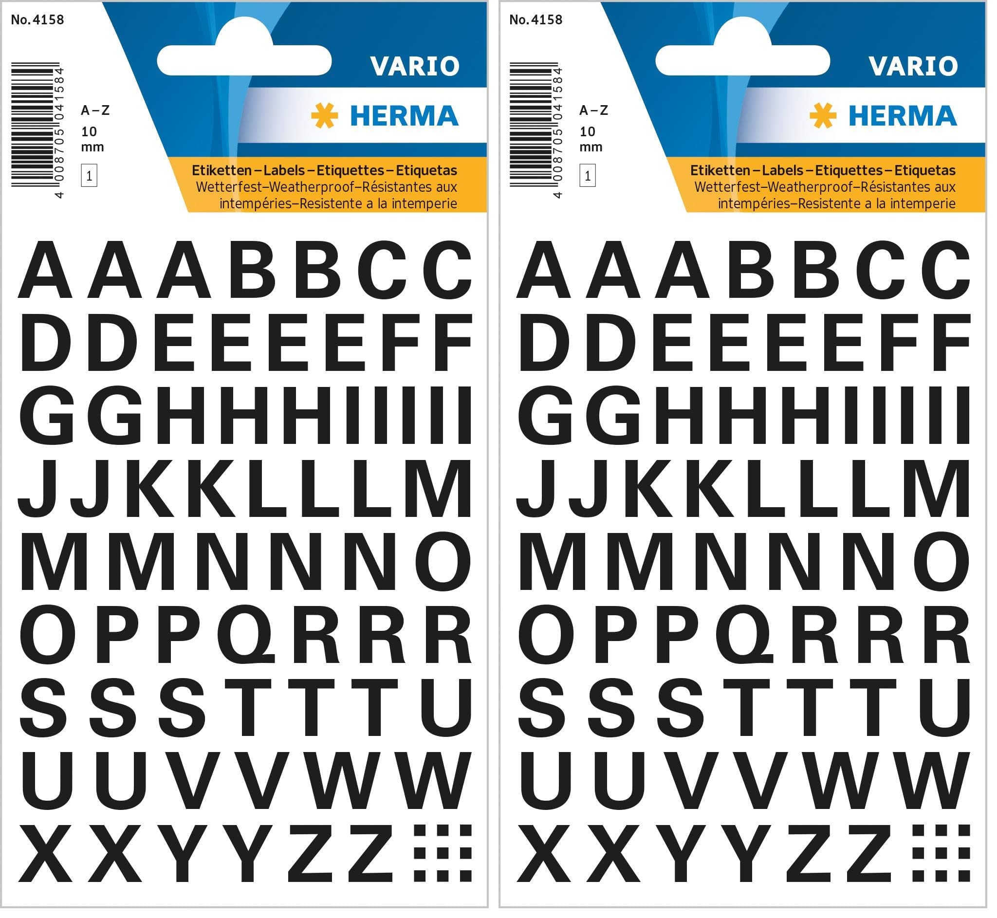 HERMA 4159 Zahlen Aufkleber schwarz 0-9, 71 Stück, Schriftgröße 10 mm, selbstklebend, wetterfest, klein, Nummer Ziffer Klebezahlen Sticker Hausnummern aus Folie zum Aufkleben, transparent