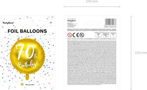 ABC18 Folienballon "70th Birthday" | Ø 45 cm Gold
