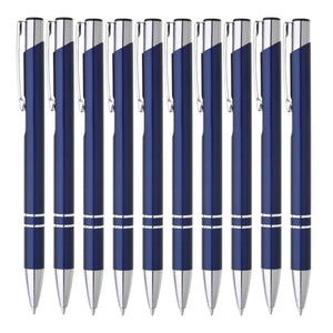 Metall Kugelschreiber 10er Set Hochwertige Blaue Tinte Premium Kullis für Büro Schule und Haushalt (Silber)