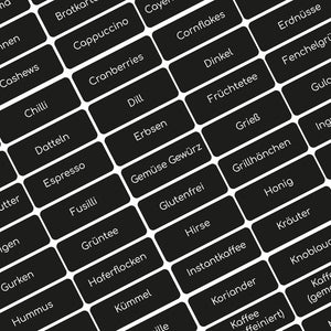 Tafeletiketten Küchen Tafel Aufkleber A-Z Beschriftung alle Begriffe 170x selbstklebende Gefrieretiketten Deutsch Made in Germany (Espresso-Schwarz)