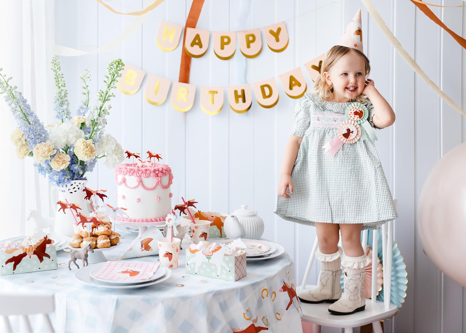 Snackbox Kinder 17x11x7cm 3er Set - Fingerfood Schalen mit Pferde Motiv - Candy Bar & Salty Bar Boxen für Süßigkeiten und Party Snacks - Kindergeburtstag Deko & Partyzubehör - Grün Braun