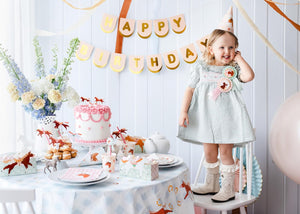 Snackbox Kinder 17x11x7cm 3er Set - Fingerfood Schalen mit Pferde Motiv - Candy Bar & Salty Bar Boxen für Süßigkeiten und Party Snacks - Kindergeburtstag Deko & Partyzubehör - Grün Braun