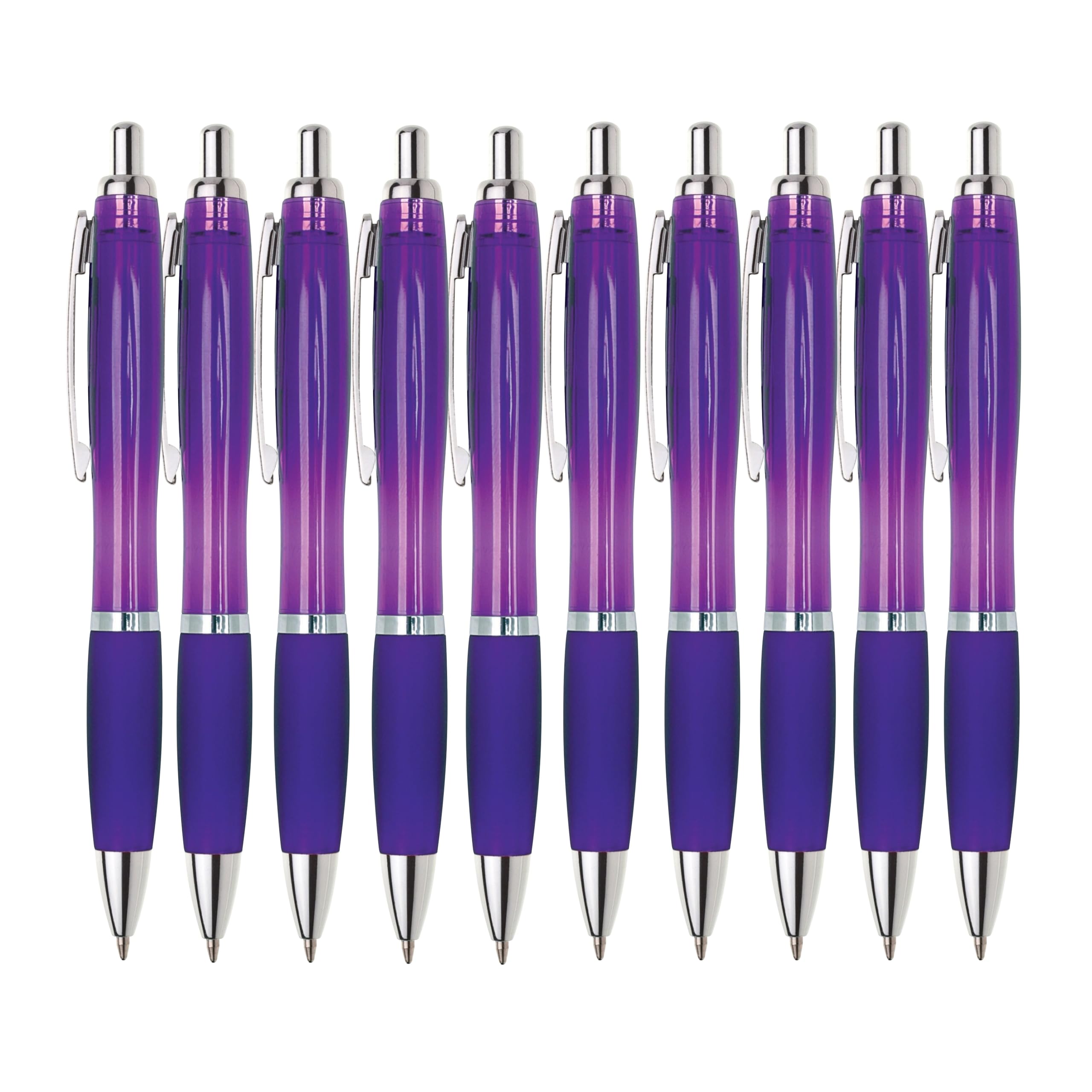 Kugelschreiber ergonomisch | 10 Stück | Hochwertige Tinte in Blau | Für Büro Schule und Haushalt | Transparent (Dunkel Blau)