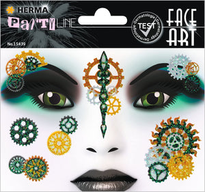 HERMA 15304 Face Art Sticker Bienen Blumen, dermatologisch getestet, ablösbare Glitzer Gesicht Aufkleber, temporäre Tattoos für Karneval Fasching Halloween Festival Kinder Geburtstag, gelb orange