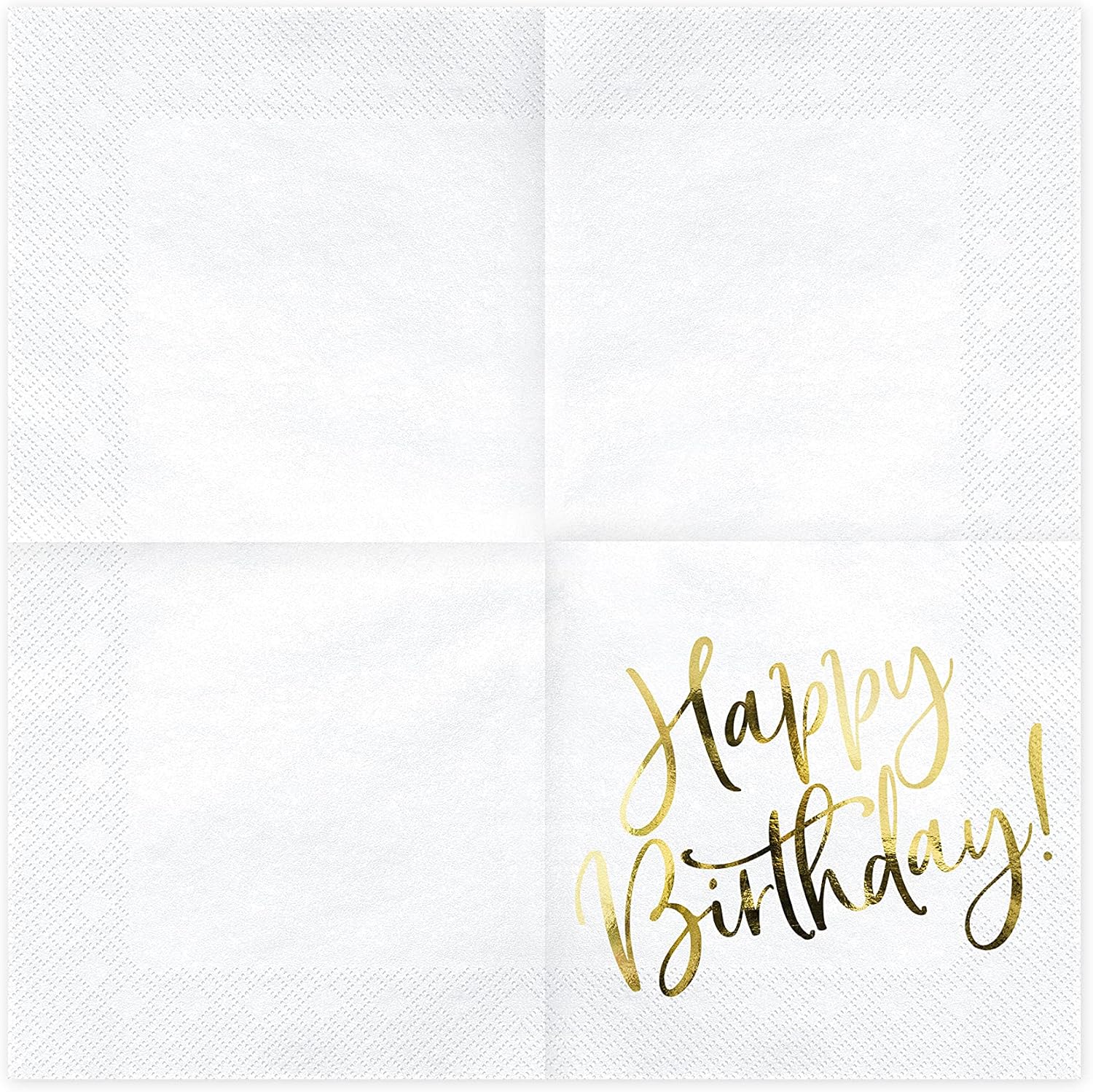 Party Deco Servietten für Geburtstag - Happy Birthday - Geburtstag mit Goldschrift, 33 X 33 cm, 20 Stück - Geburtstagsdeko Papierservietten für Event, Geburtstagparty, Jubiläum, Geburtstagsfeier