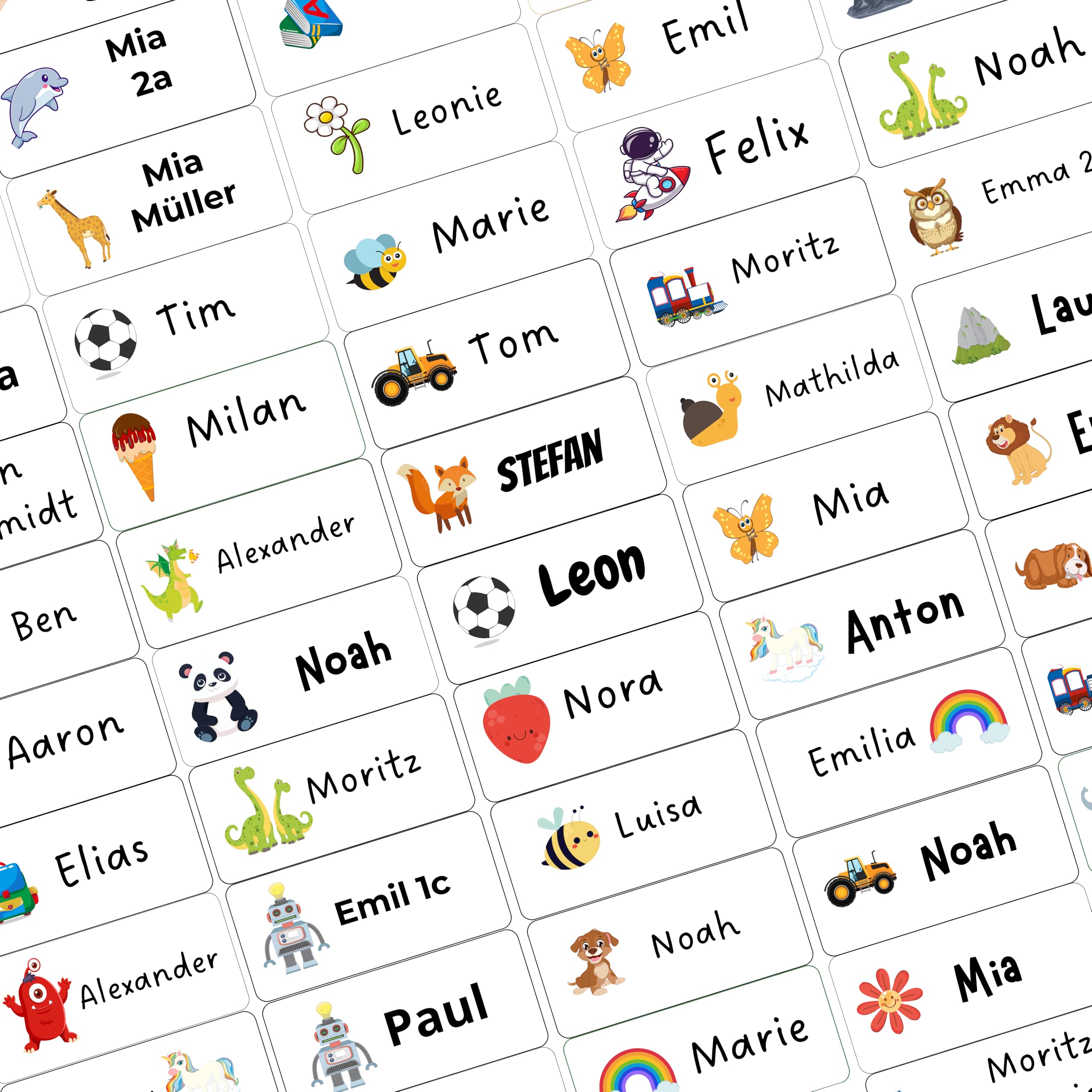 Namensaufkleber Kinder für Schule und KiTA 85 Stück Namens Etiketten personalisiert Made in Germany (Froschgrün)