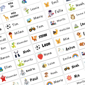 Namensaufkleber Kinder für Schule und KiTA 85 Stück Namens Etiketten personalisiert Made in Germany (Froschgrün)
