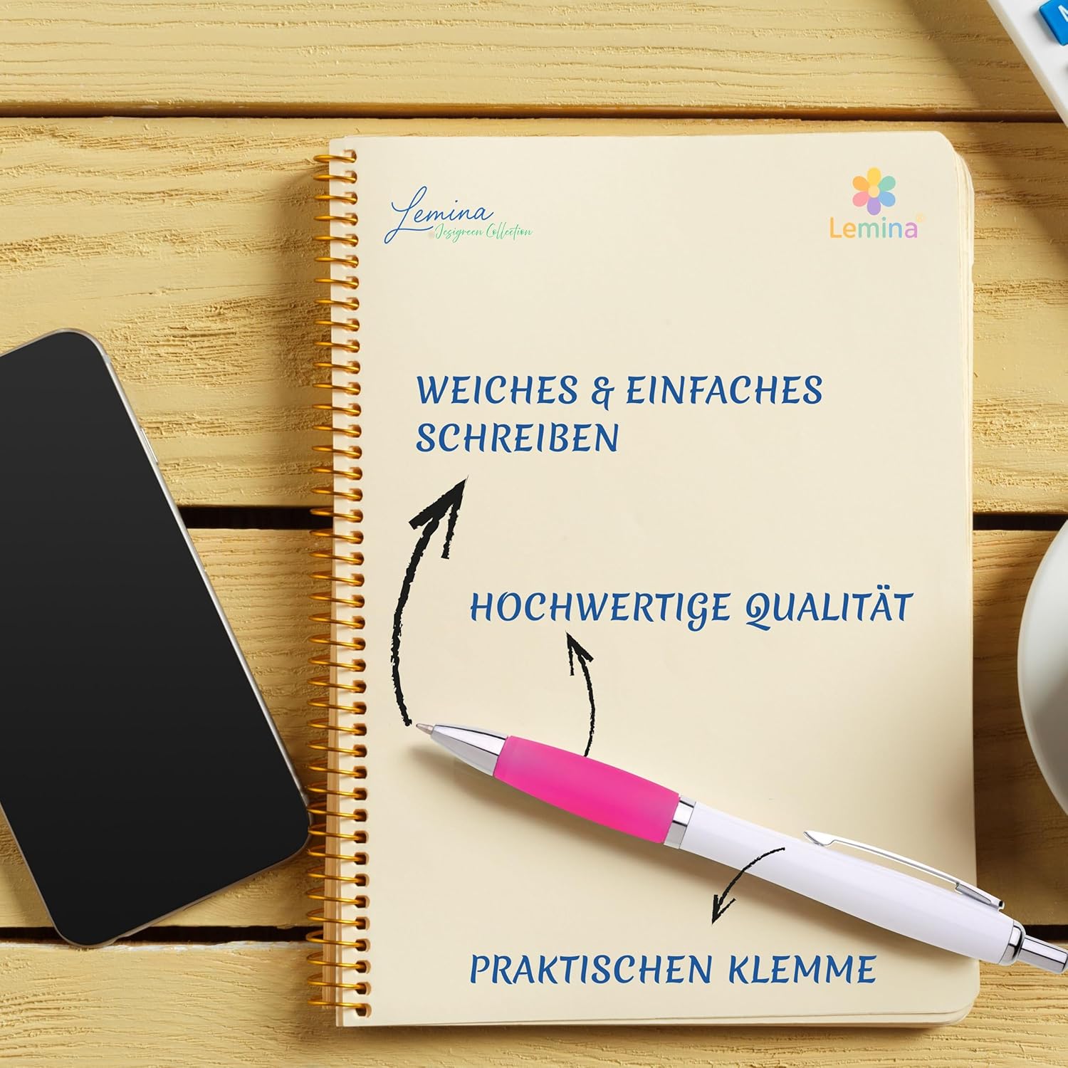 10er Pack Kugelschreiber Beidhändig Hochwertige Blaue Miene Ergonomisch Premium Qualität für Büro Schule und Haushalt (Pink)