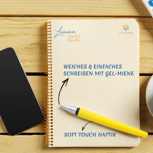 Gel Kugelschreiber | Hohe Deckkraft, mittlere Linienbreite | Hochwertige blaue Gel Mine | 5 Stück (Sunny Yellow Gelb)