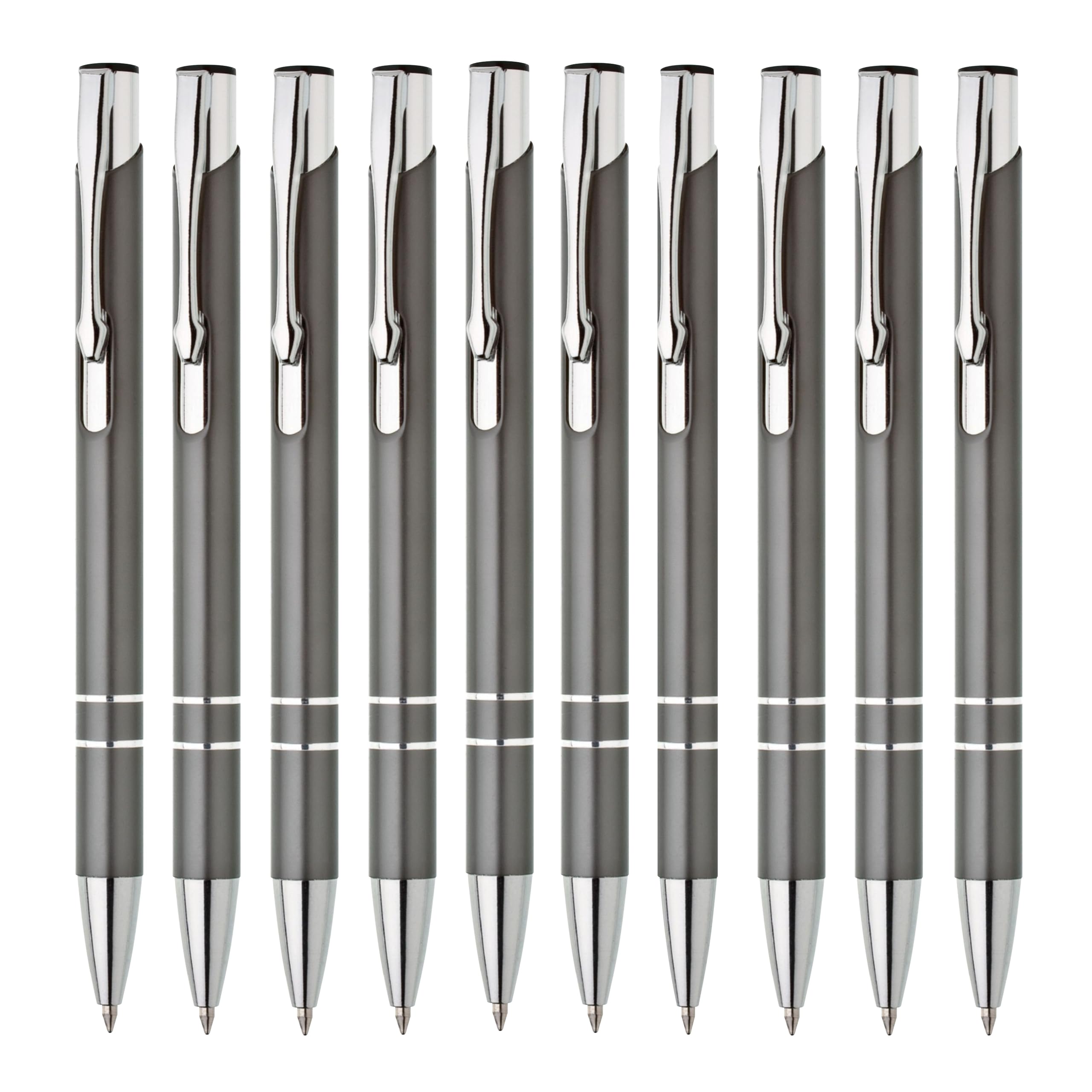 Metall Kugelschreiber 10er Set Hochwertige Blaue Tinte Premium Kullis für Büro Schule und Haushalt (Braun)