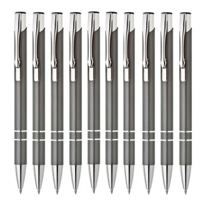 Metall Kugelschreiber 10er Set Hochwertige Blaue Tinte Premium Kullis für Büro Schule und Haushalt (Silber)
